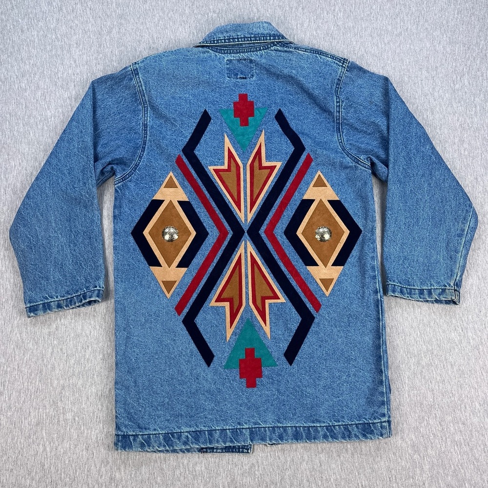 Vintage Moxie x Sundance Denim Blazer Womens XS (Fits M) Southwestern Custom 80s